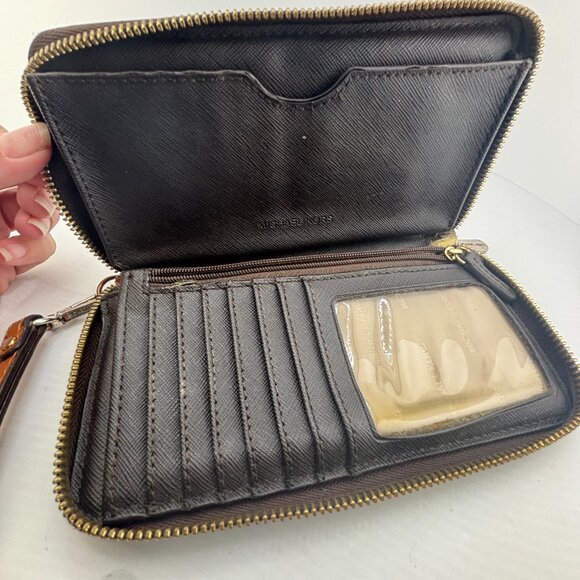 Michael Kors Jet Set Logo Wristlet Wallet Phone Case Brown - Picture 6 of 7